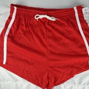 NWT Vintage Sears Red White Stripe Track Shorts Womens L Pull On Gym Athletic